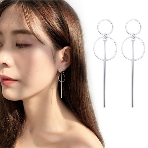 Korean Fashion Style 10mm Double Star Chain Earrings Stainless Steel  4-4.5cm - Etsy